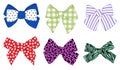 Bows vector illustration. Ribbons bow leopard spots plaid hearts stripe Royalty Free Stock Photo